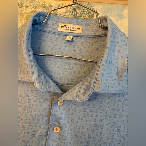 Peter Millar Light Blue Polo Shirt Size Large - Picture 7 of 7